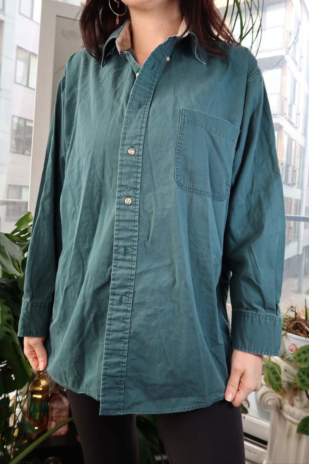 Vintage Midnight Green Button Up