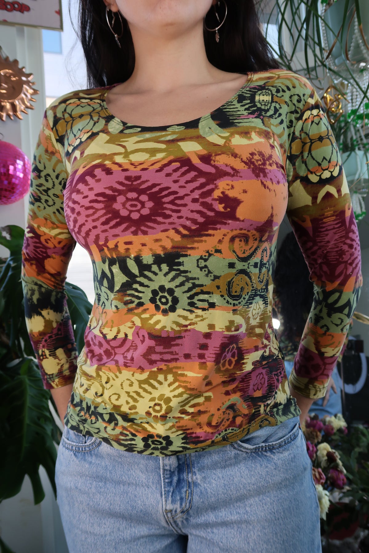 Vintage Geometric Printed Long sleeve Top by Susie in the City