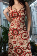 Vintage Red and Brown Flower Pop Pattern Dress by Hecho a Mano