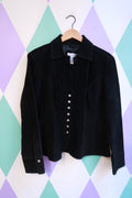 Vintage 2000s Black Suede Button Front Jacket