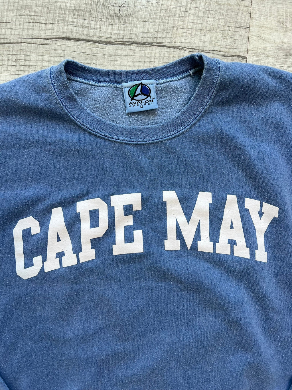 Blue Cape May Spell Out Crewneck by Avalon Apparel - Elektra Vintage