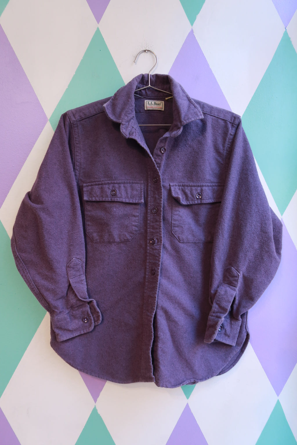 Vintage LL Bean Purple Chamois Cloth Button Down Shirt - Elektra Vintage