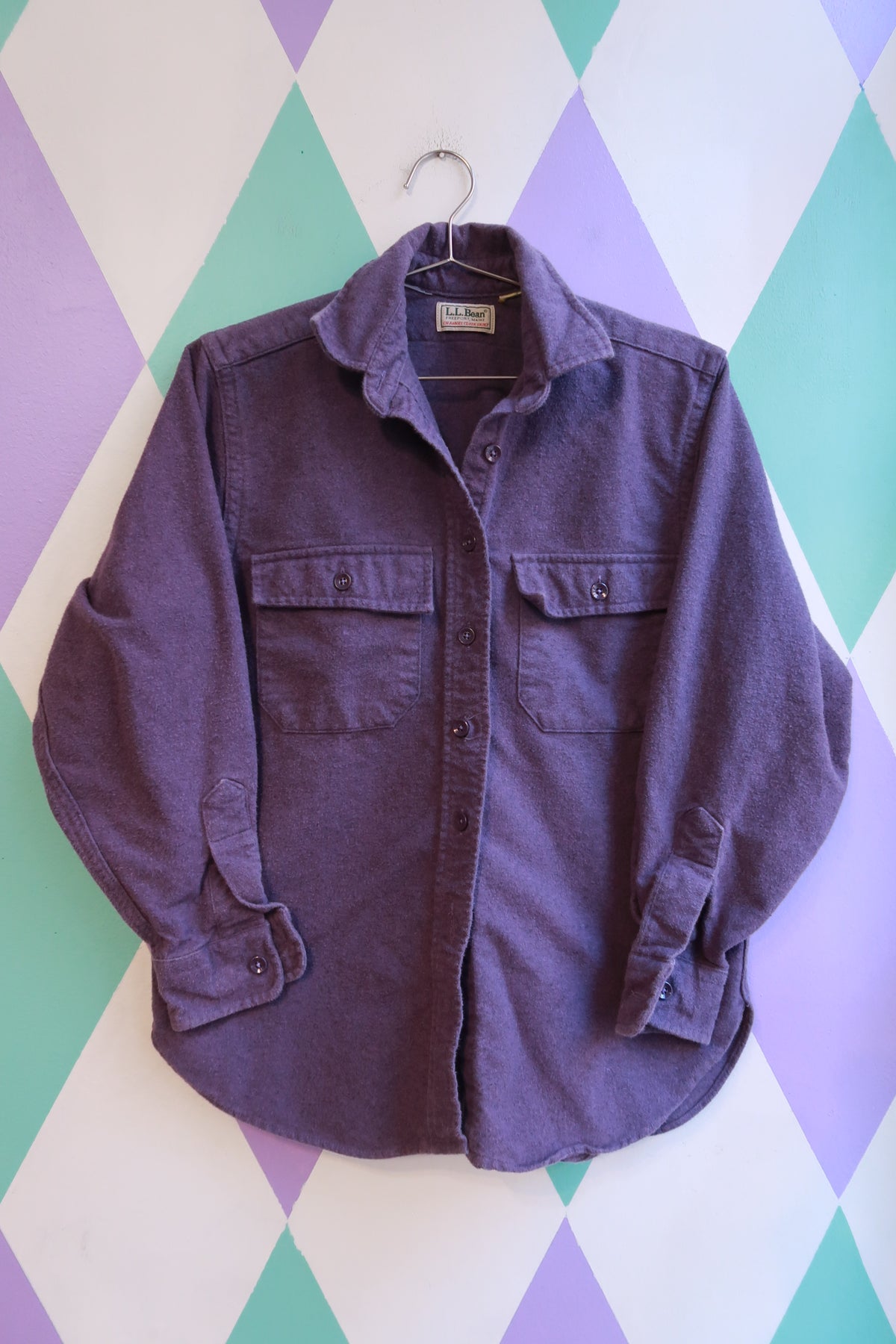 Vintage LL Bean Purple Chamois Cloth Button Down Shirt - Elektra Vintage