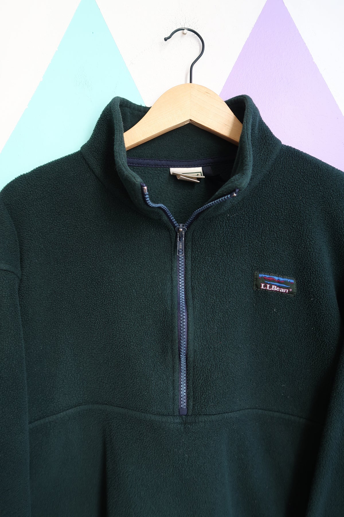 Vintage 90s L.L. Bean Forest Green Fleece Quarter Zip Pullover