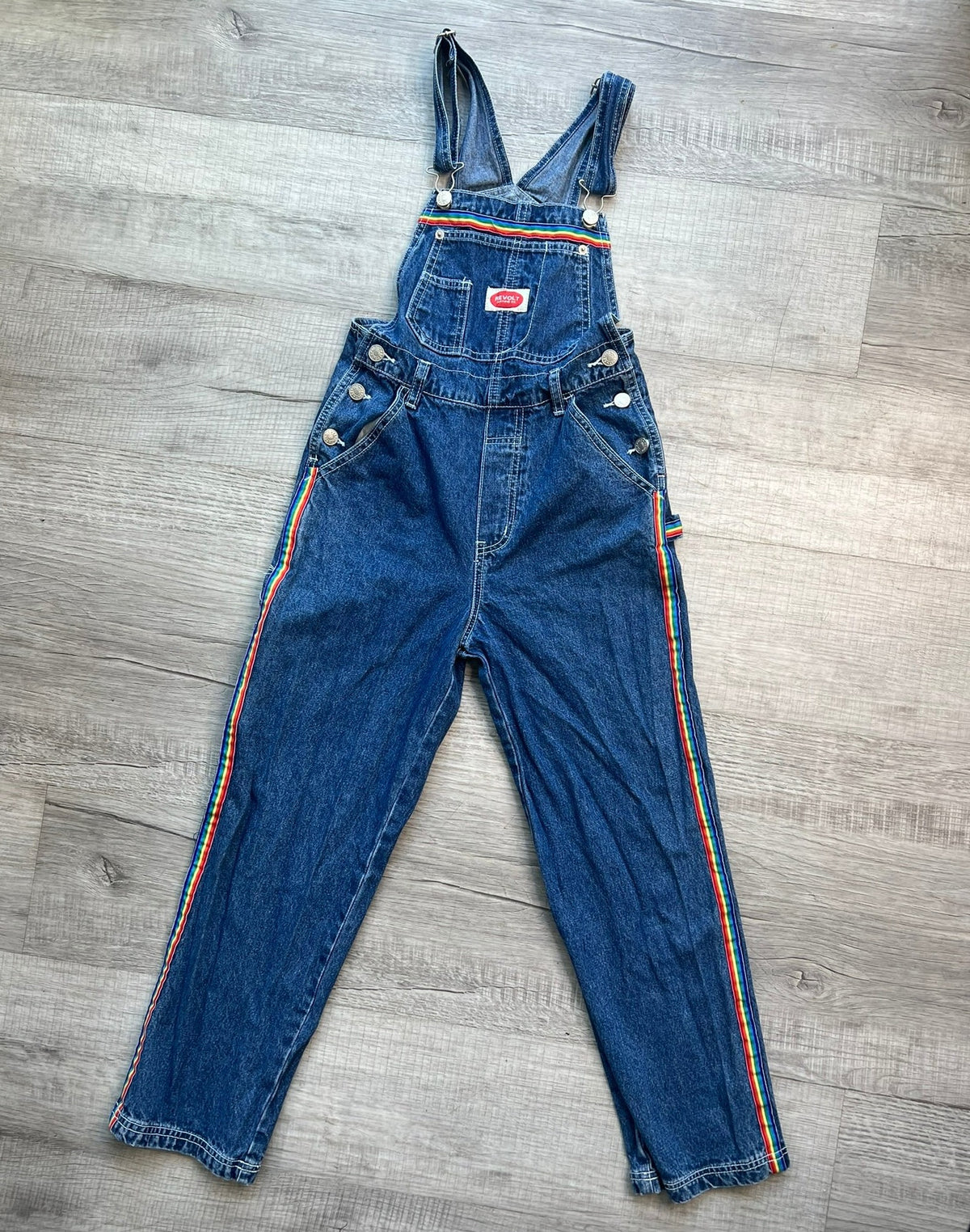 90s Vintage Revolt Rainbow Denim Overalls - Elektra Vintage