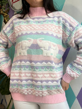 Load image into Gallery viewer, Vintage Pastel Elephant Knit Sweater
