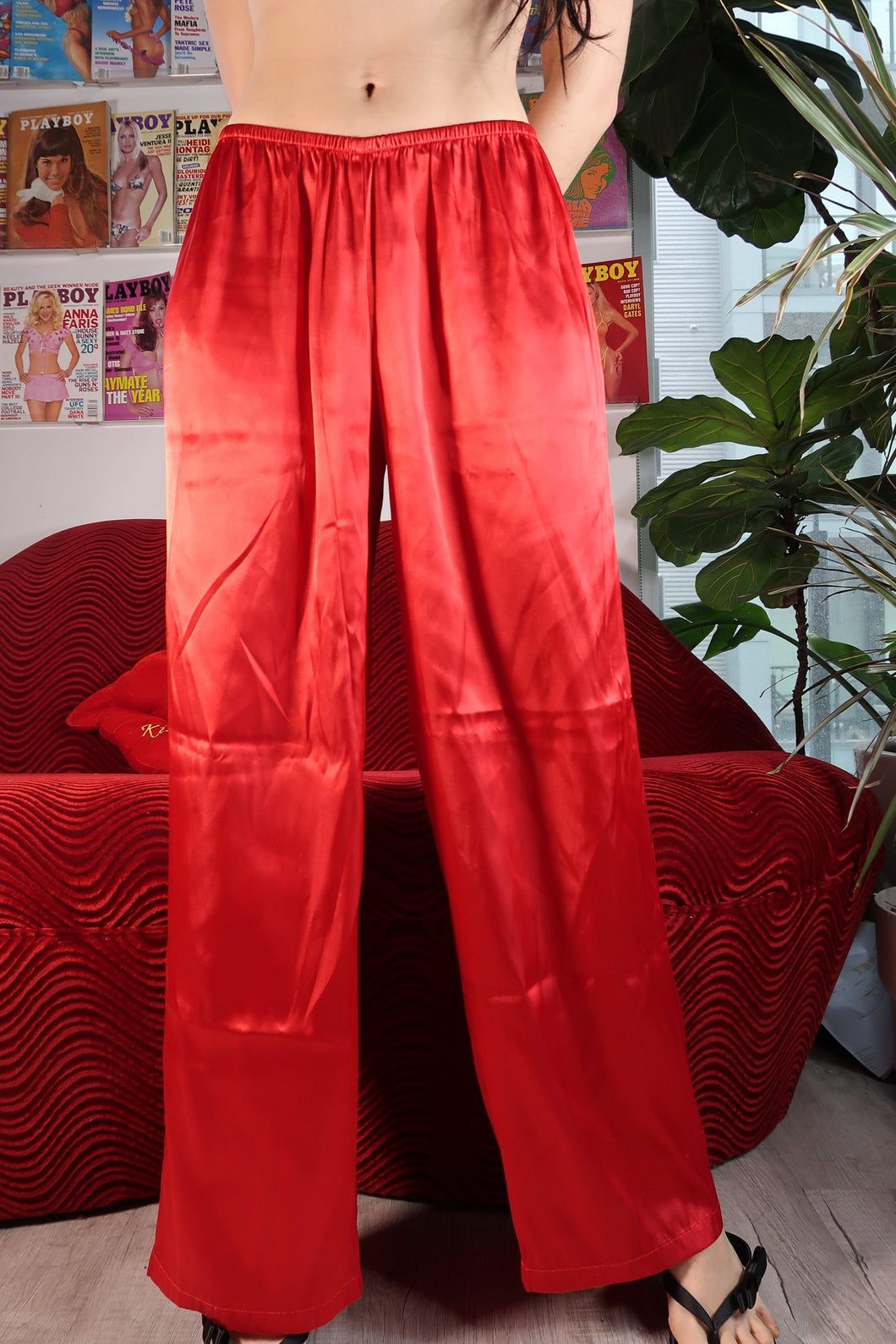 Red Satin Pajama Pants