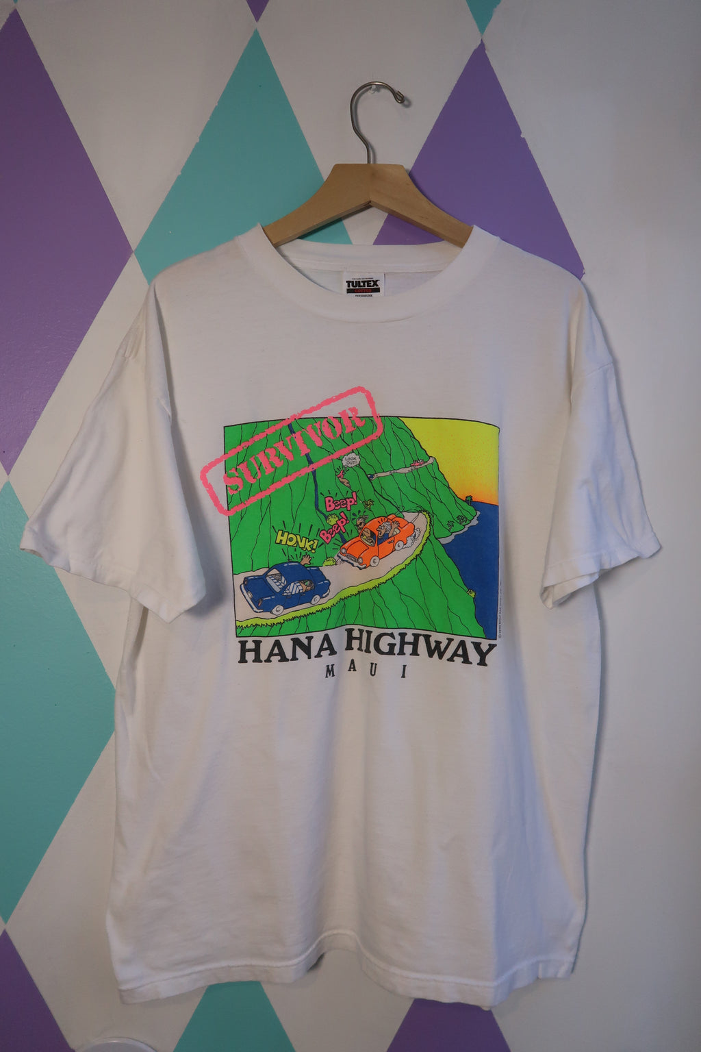Vintage Hanna Highway Neon Graphic Tee by Elektra Vintage, featuring a vibrant highway neon print on a casual t-shirt.