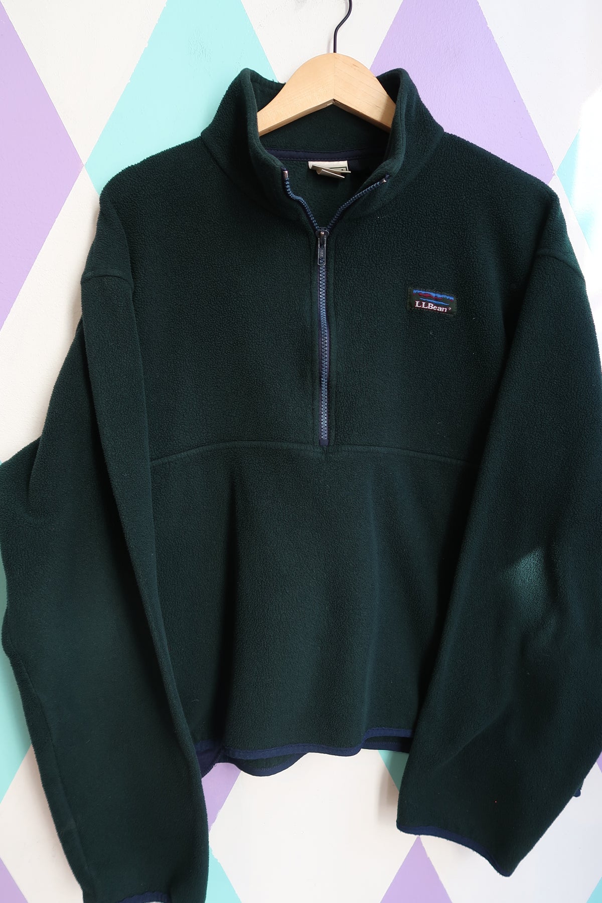 Vintage 90s L.L. Bean Forest Green Fleece Quarter Zip Pullover