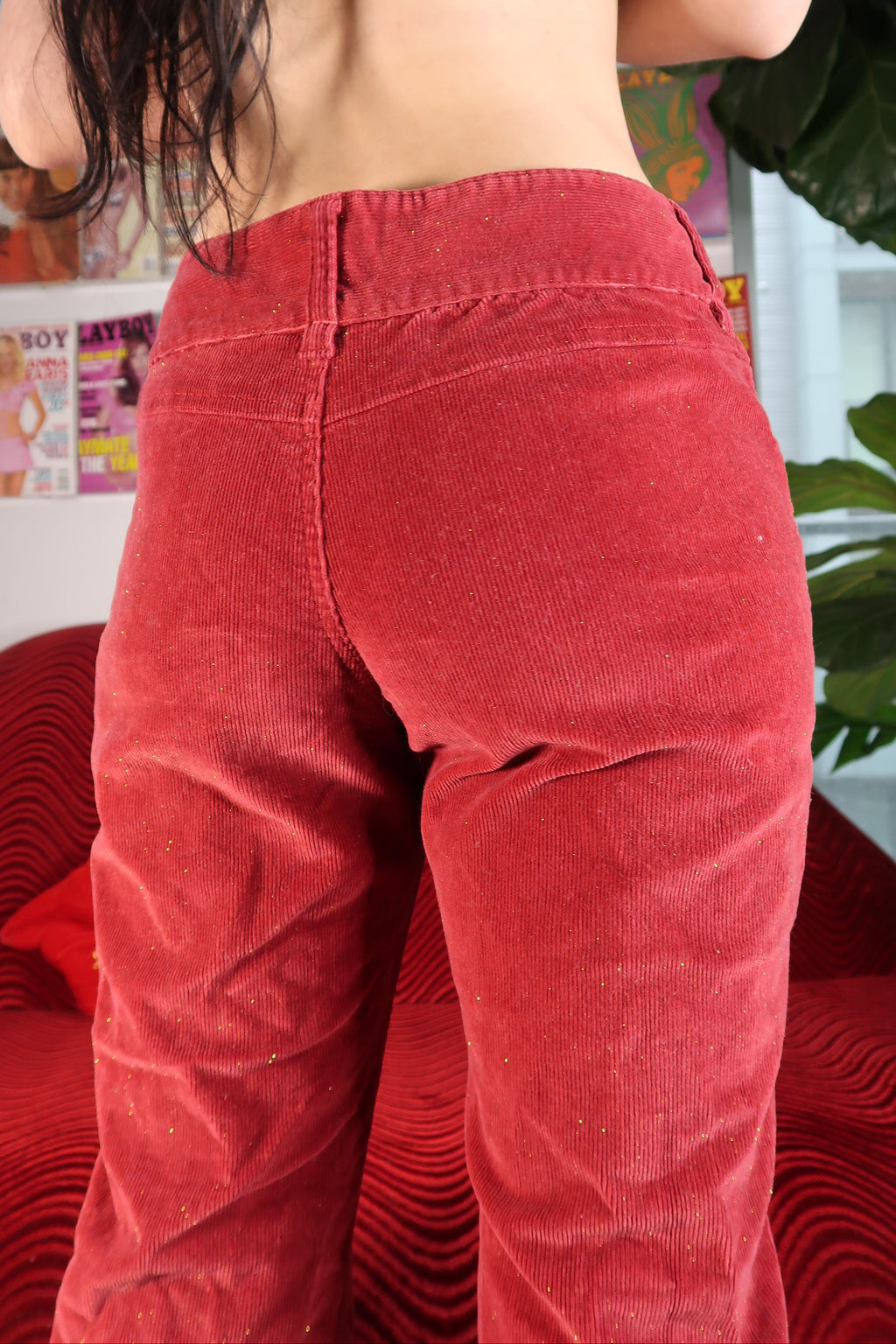 Vintage 2000s Red Corduroy Flare Pants