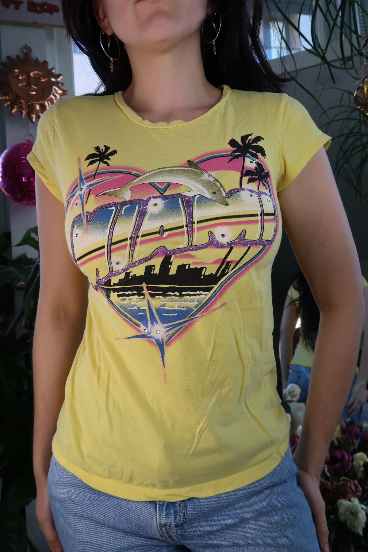 Vintage 2000s Yellow Miami Airbrush graphic Tee