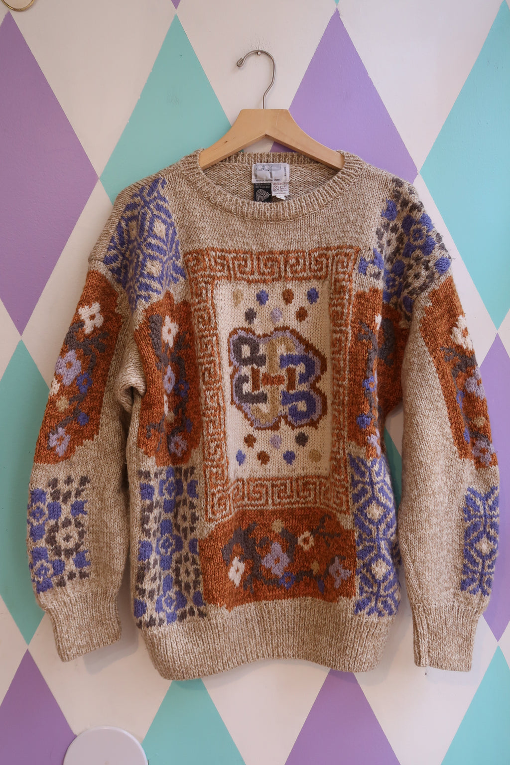 Vintage 1980s 100% Wool Celtic Knot Sweater