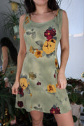 Vintage 90s Olive Floral Mini Dress