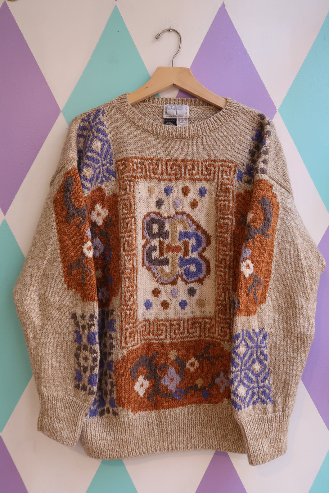 Vintage 1980s 100% Wool Celtic Knot Sweater