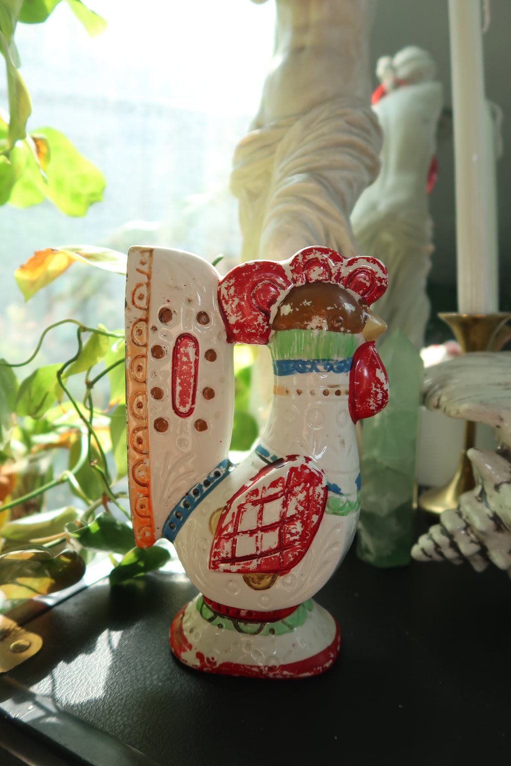 Vintage LEGO Japan Rooster Coin Bank – Hand-Painted Porcelain Figurine
