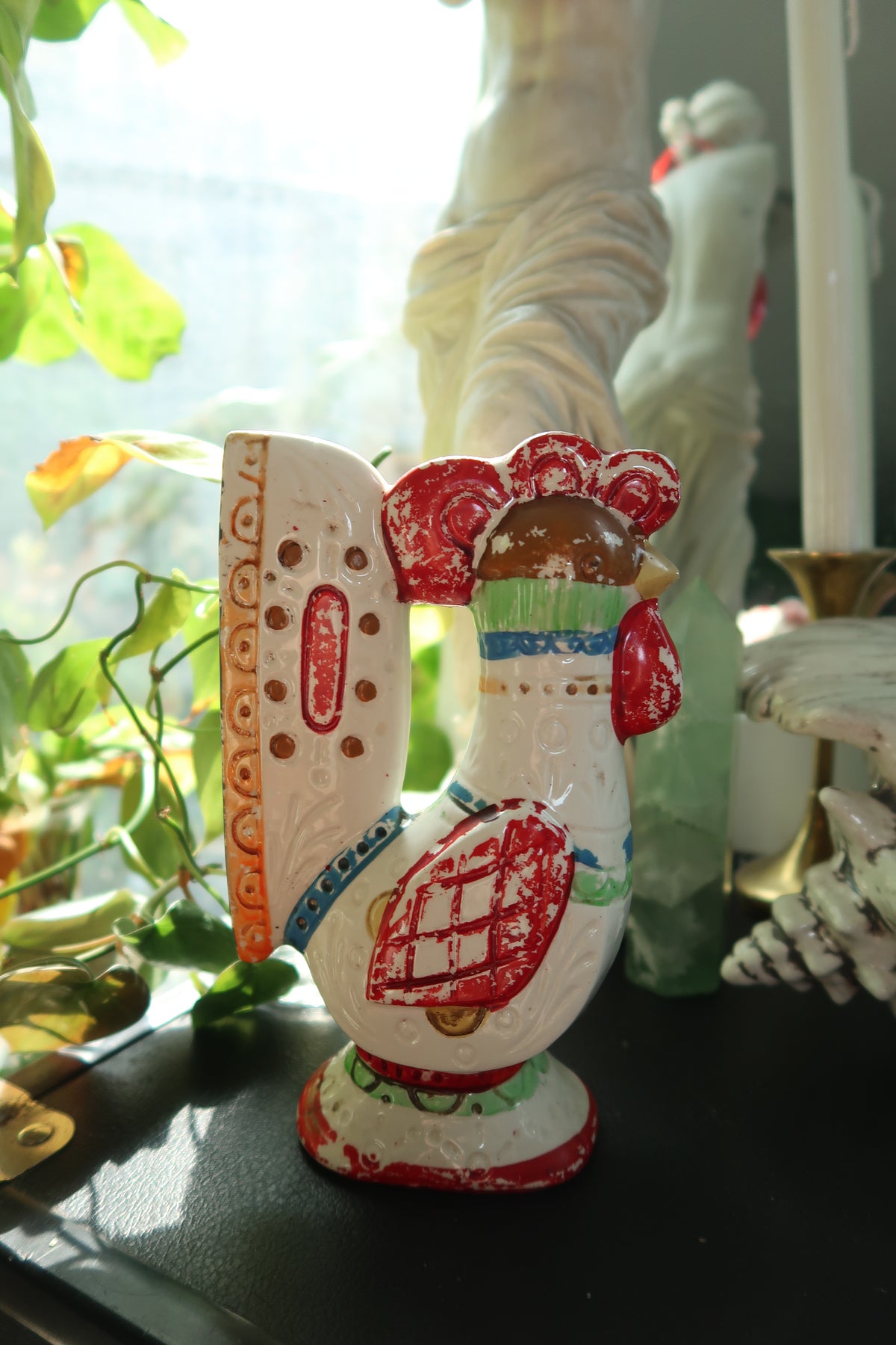 Vintage LEGO Japan Rooster Coin Bank – Hand-Painted Porcelain Figurine