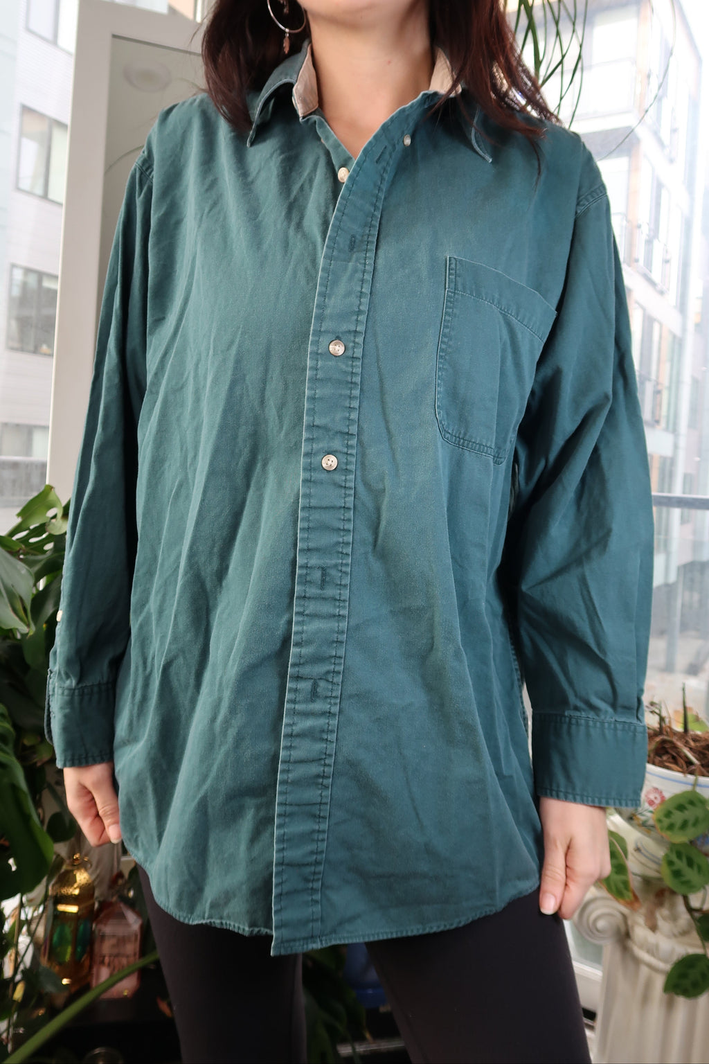 Vintage Midnight Green Button Up
