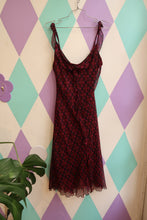 Load image into Gallery viewer, NWT Vintage Betsey Johnson 100% Silk Red Black Geometric Silk Dress with Ruffles

