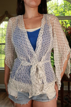 Load image into Gallery viewer, Vintage Elektra Women's Y2K Silk Polka Dot Wrap Top with long sleeves and a fitted silhouette.
