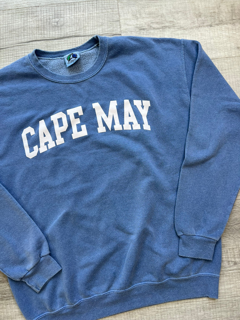 Blue Cape May Spell Out Crewneck by Avalon Apparel - Elektra Vintage