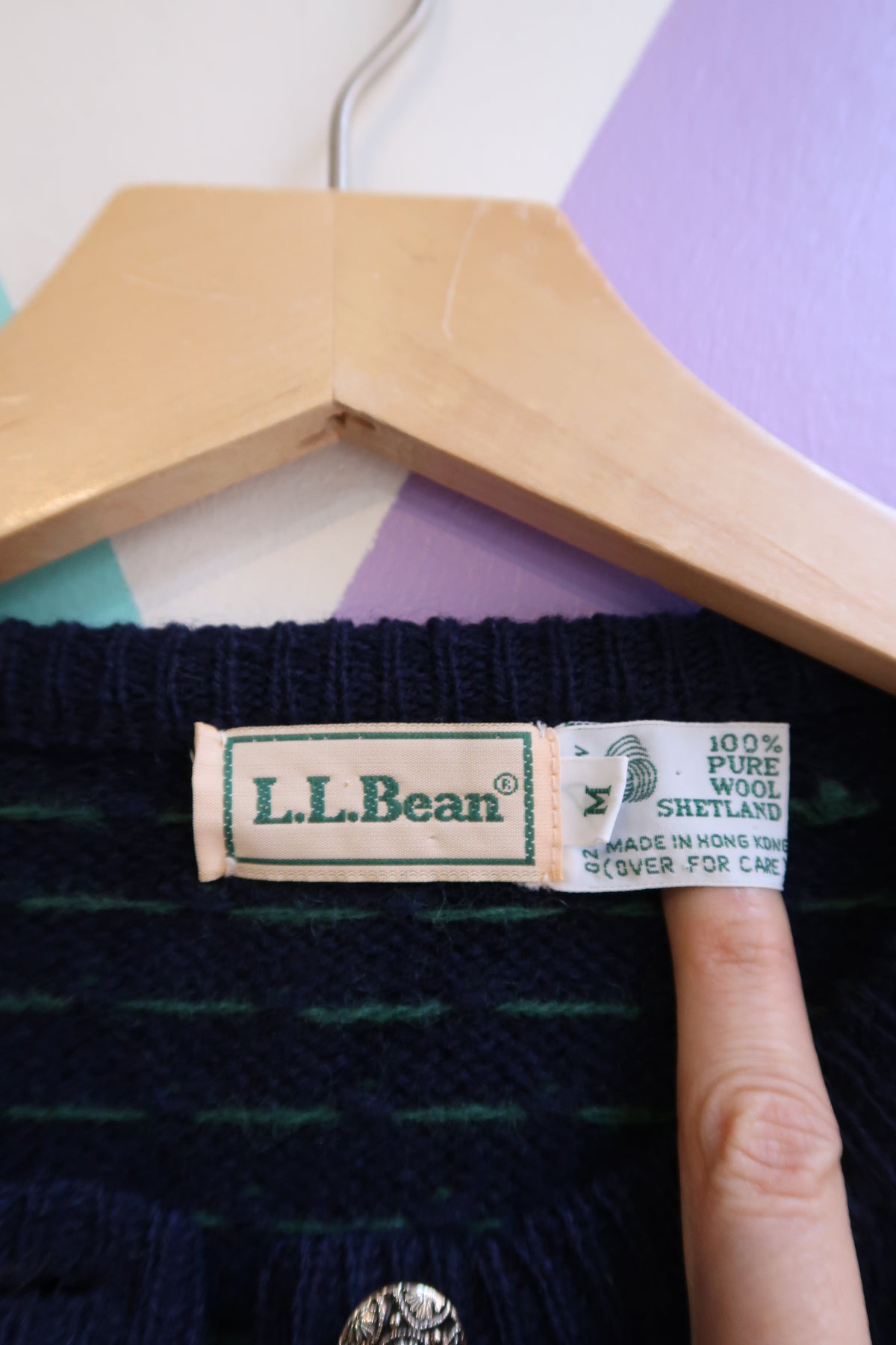 Vintage 1980s L.L. Bean Fair Isle Wool Cardigan