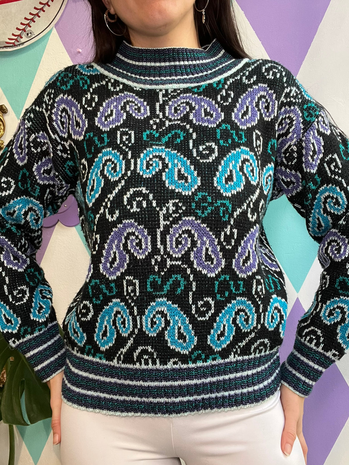 Vintage Paisley Knit Sweater - Elektra Vintage