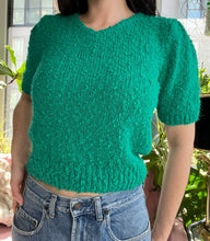 Load image into Gallery viewer, Vintage Emerald Green Boucle Knit Short Sleeve Top
