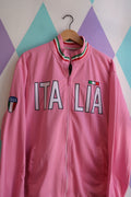 Vintage 2000s Italia Track Jacket – Pink Zip-Up with Flag Trim - Elektra Vintage