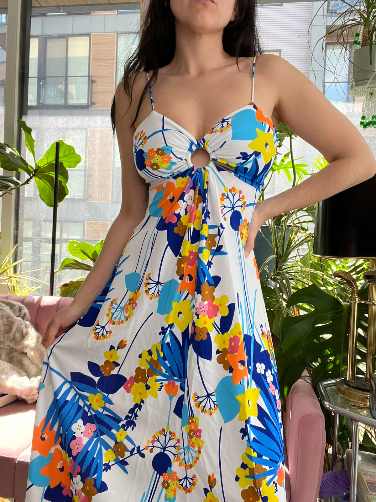 70s Vintage Floral Maxi Dress - Elektra Vintage