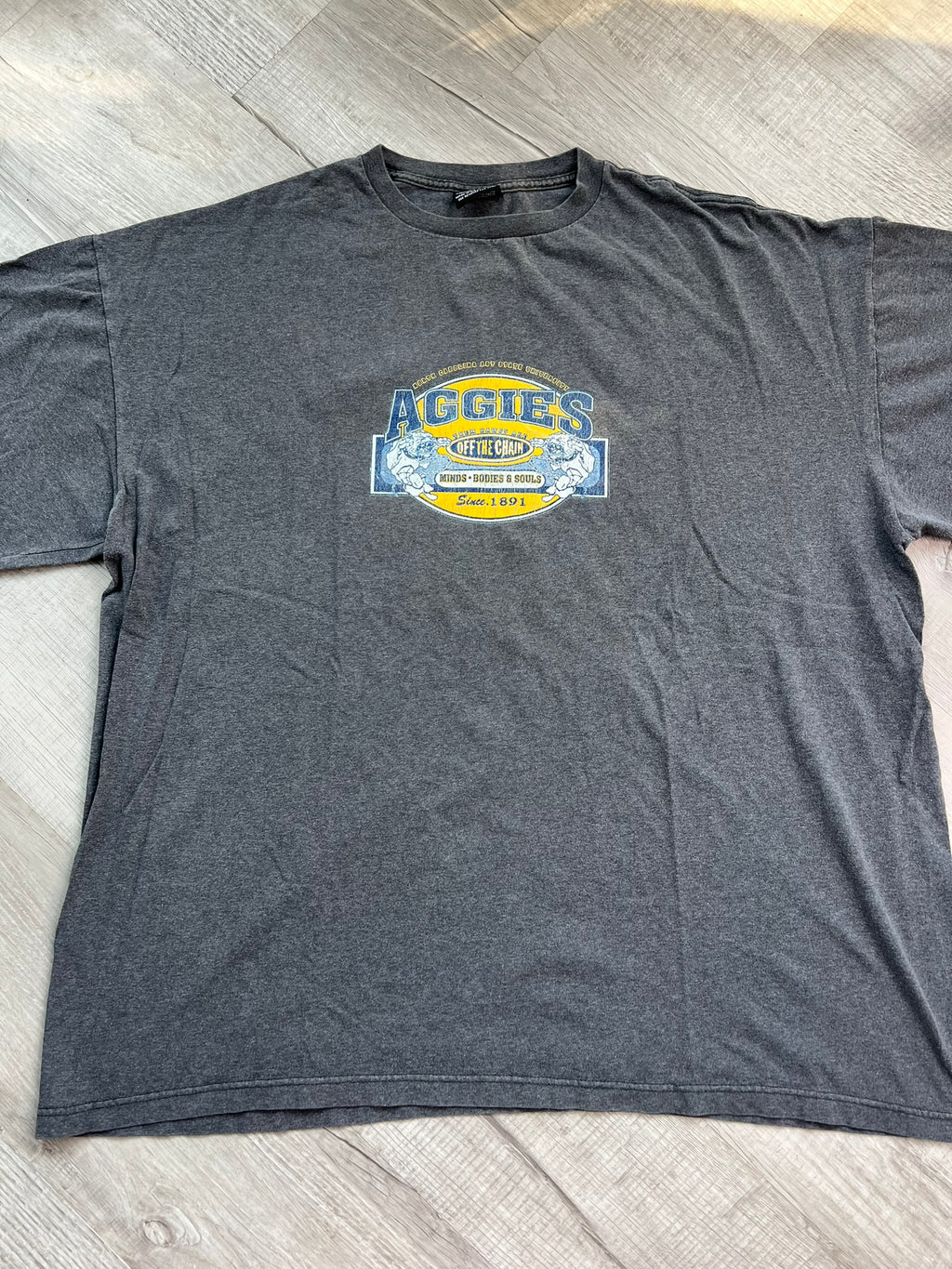 Vintage NC A&T Aggies graphic T-shirt by Elektra Vintage, featuring university logo and retro collegiate design.
