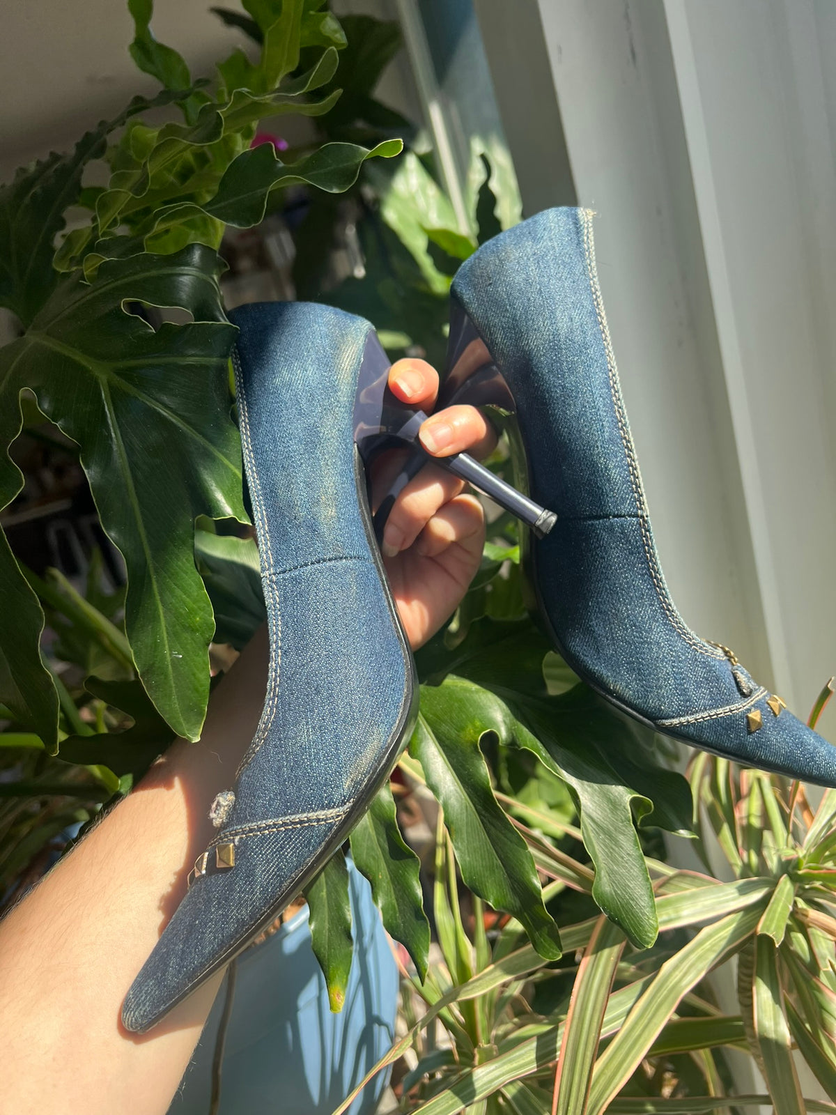 2000s Vintage Denim Pointed Toe Heels - Elektra Vintage