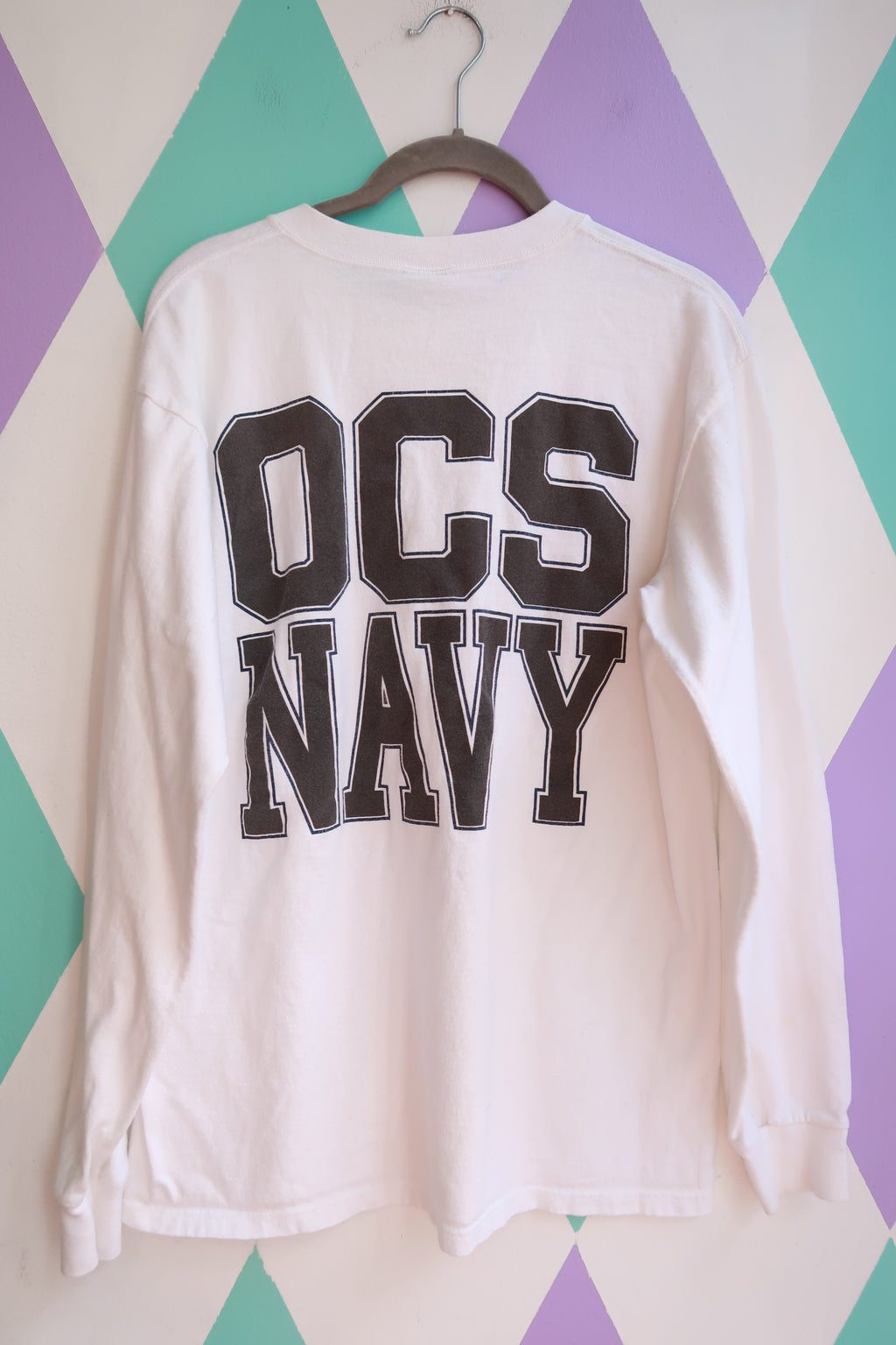 Vintage US Navy White Long Sleeve Graphic Shirt