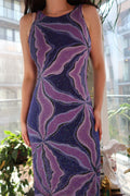 Vintage Cache Purple Glitter Evening Gown - Purple Floral Wedding Guest Dress