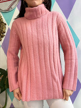 Load image into Gallery viewer, Vintage Pink Ribbed Turtleneck Sweater
