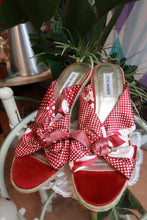 Load image into Gallery viewer, Vintage Y2K Steve Madden Red Polka Dot Bow Espadrille Wedges
