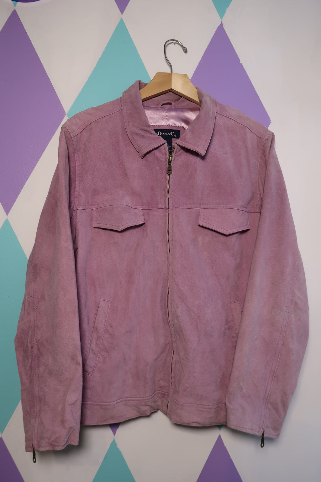 Vintage Lavender Suede Leather Jacket