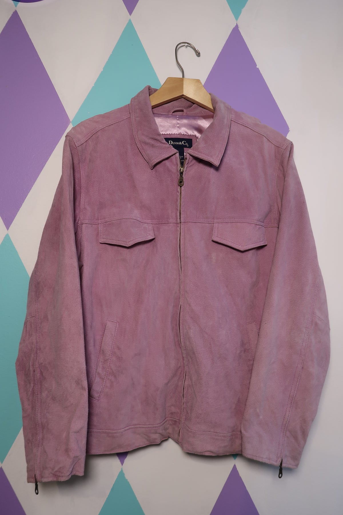 Vintage Lavender Suede Leather Jacket