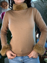 Load image into Gallery viewer, Vintage Nine West Brown Fur Collar Knit Top
