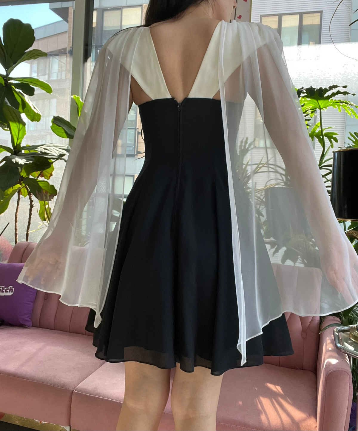 Vintage Black Gown with Cape - Elektra Vintage