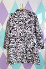 Load image into Gallery viewer, Vintage 2000s Zebra Print Coat with Pink Trim and Buttons
