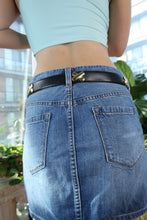 Load image into Gallery viewer, Vintage 90s Black Leather Belt with Gold Buckle and X Hardware
