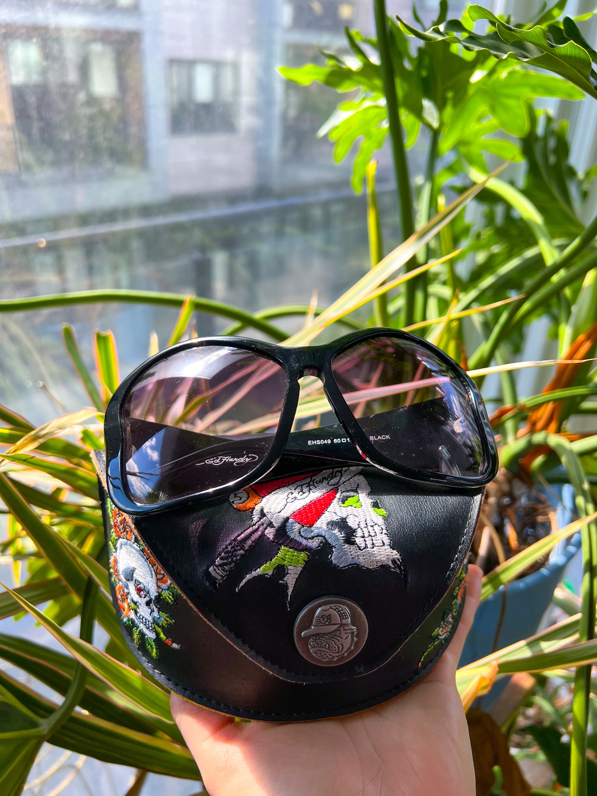 Ed Hardy Black Floral Sunglasses Vintage Y2K UNISEX Oversized Ed Hardy Sunglasses / Ed Hardy  main image 2