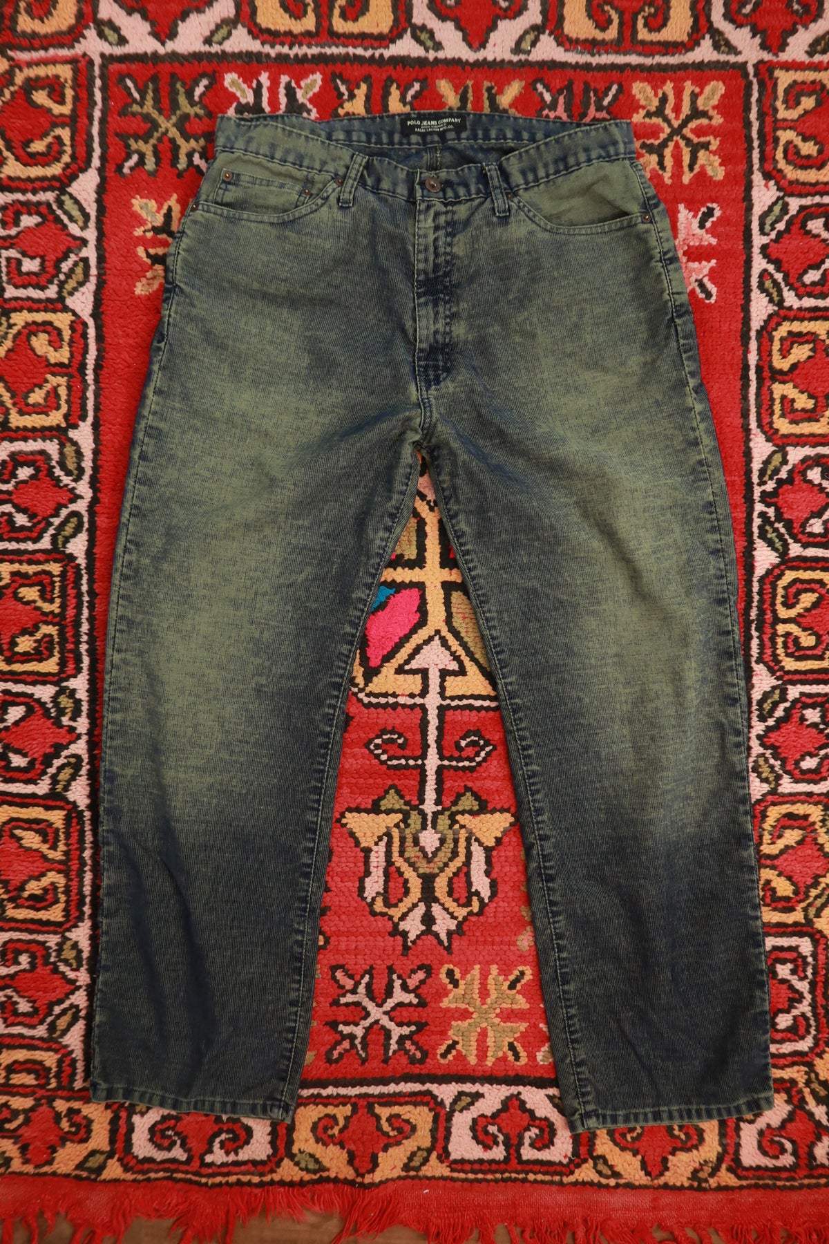 Vintage Y2K Polo Jeans Co. Ralph Lauren Olive & Navy Corduroy Straight Leg Pants