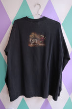 Load image into Gallery viewer, Black vintage men's long sleeve band t-shirt featuring Korn “Follow the Leader” graphic from Elektra Vintage, 1998.
