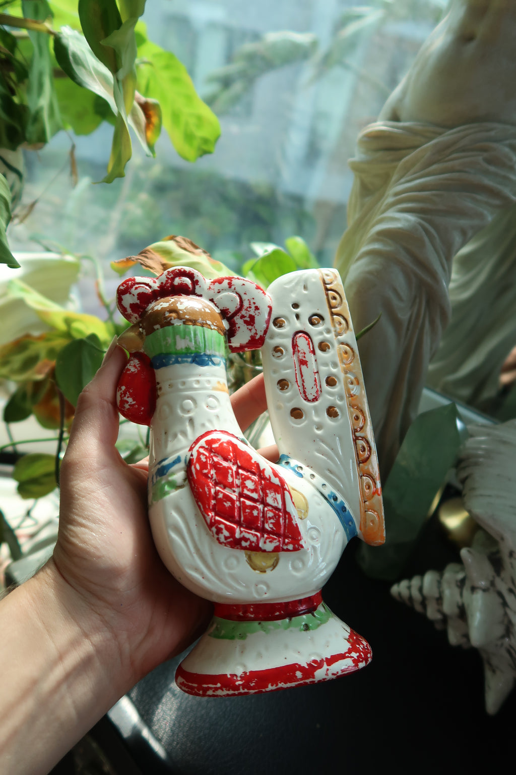Vintage LEGO Japan Rooster Coin Bank – Hand-Painted Porcelain Figurine