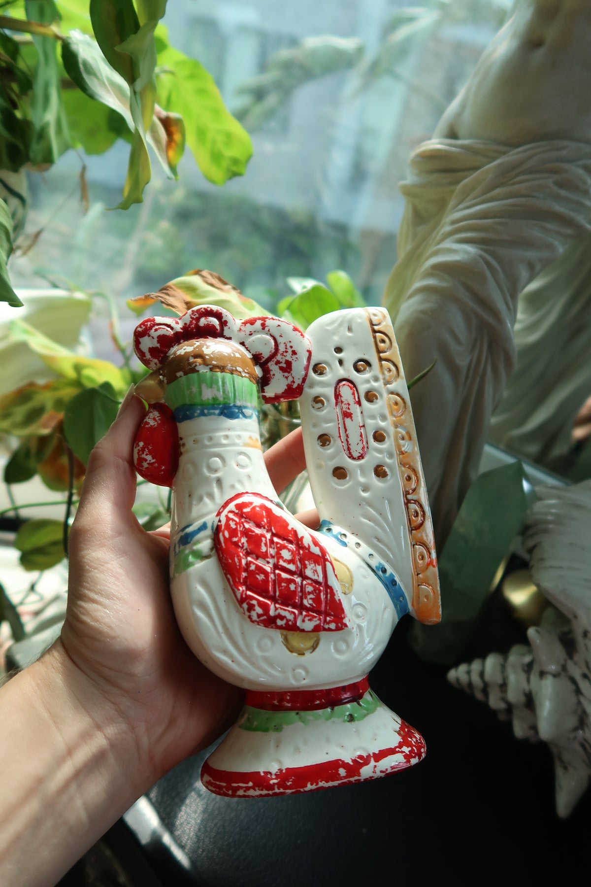 Vintage LEGO Japan Rooster Coin Bank – Hand-Painted Porcelain Figurine
