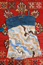 Load image into Gallery viewer, Vintage Y2K Forenza Plus Size Denim &amp; Abstract Print Babydoll Cami Top
