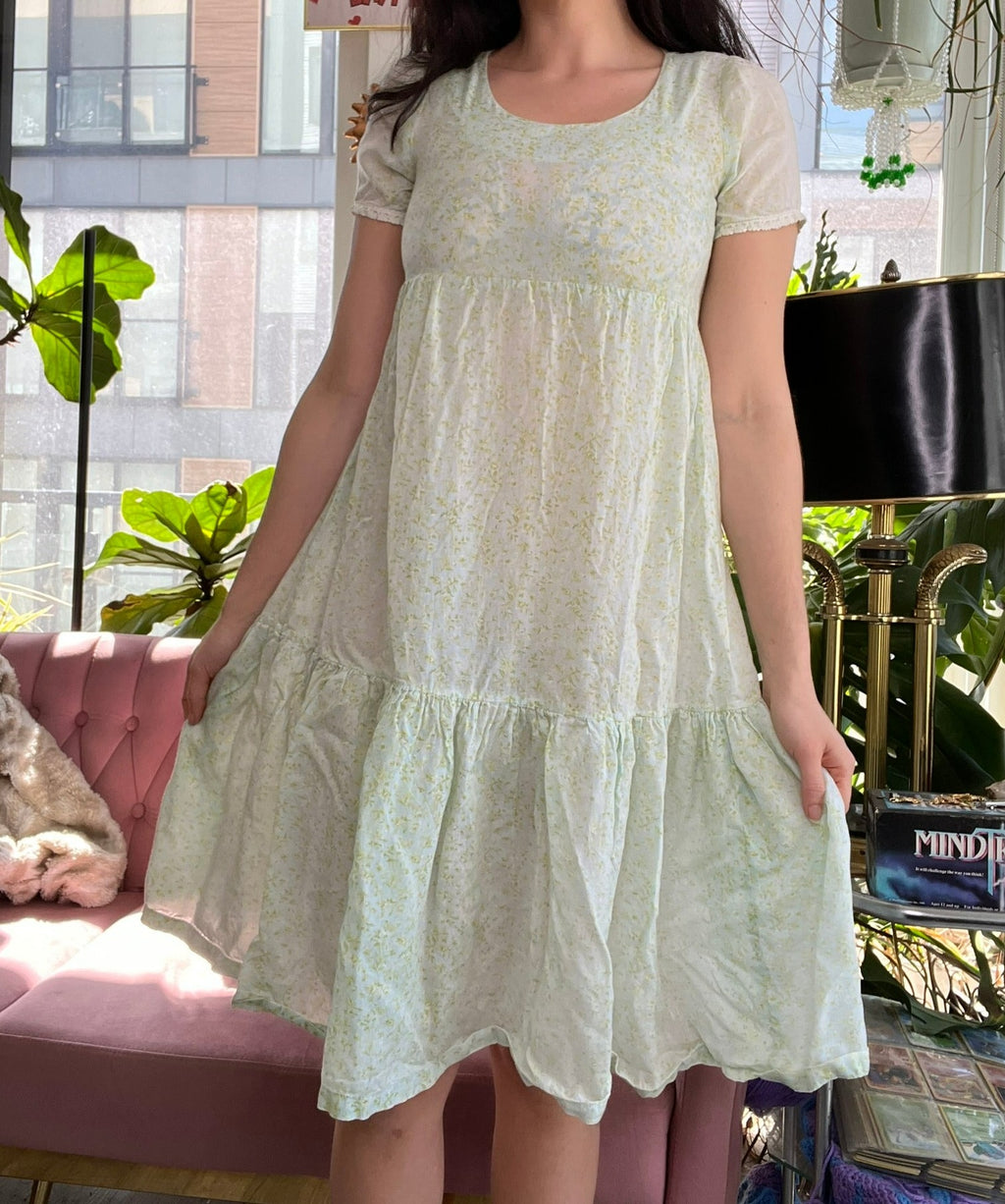 70s Vintage Floral Tiered Midi Dress // Vintage Belle France Floral Tiered Dress - Elektra Vintage