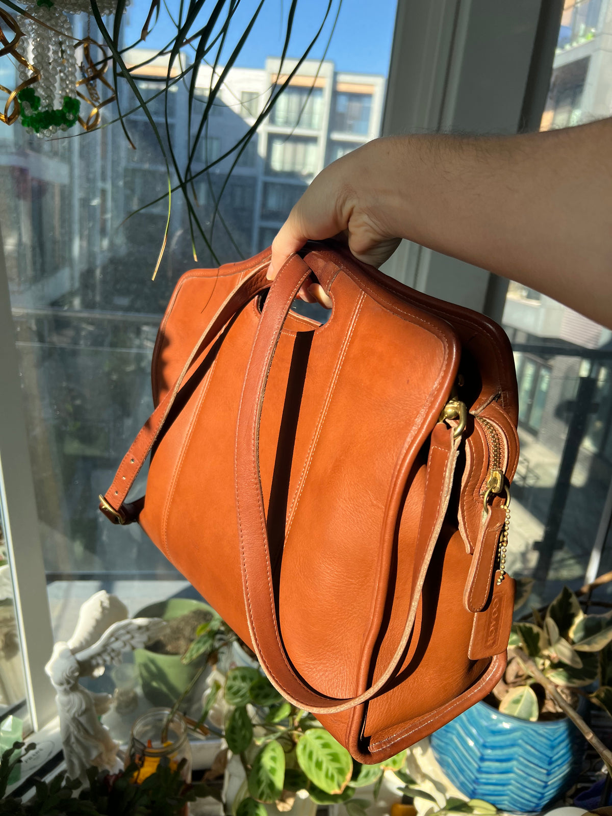 Vintage Coach 9995 Brown Leather Zip Top Tote Briefcase Shoulder Bag W/ Strap