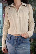Load image into Gallery viewer, Vintage 2000s Beige Rib Knit Zip Up Sweater
